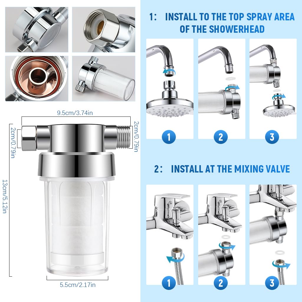 Supvox Shower Water Filter Composite PP Cotton Water Softer Filter Multi Filtration Shower Head Water Filter Universal External Shower Water Filter Supvox Shower Water Filter Composite PP Cotton Water Softer Filter Multi Filtration Shower Head Water Filter Universal External Shower Water Filter
